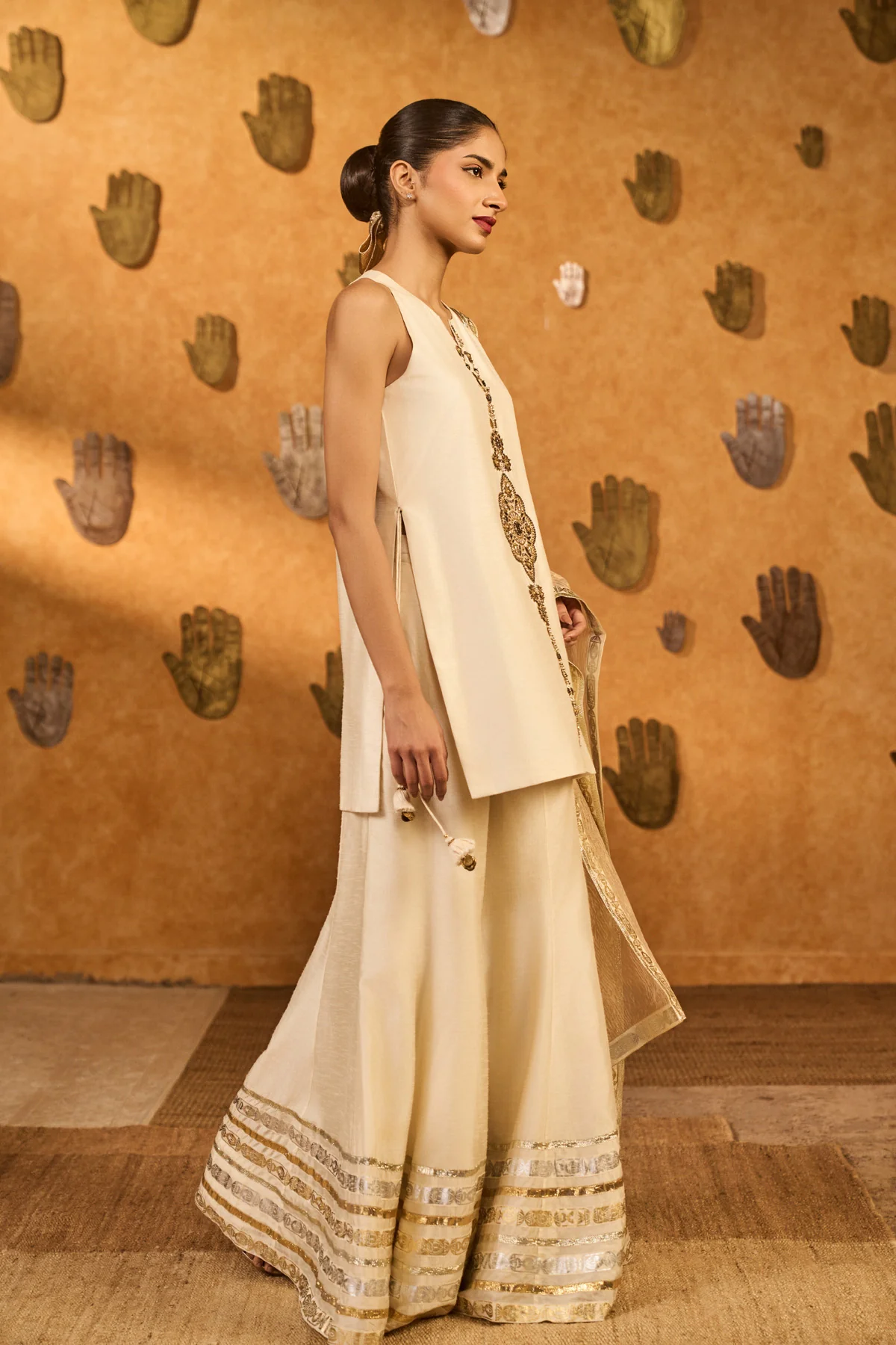Ivory Gilded Sharara Set - Image 4