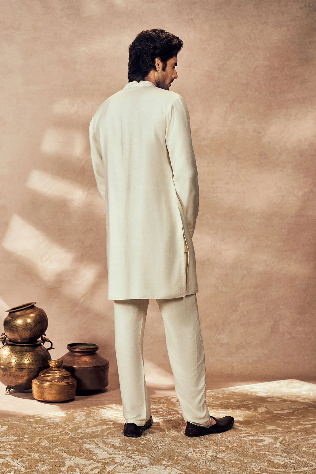 Ivory Palm Blooms Kurta Set - Image 4