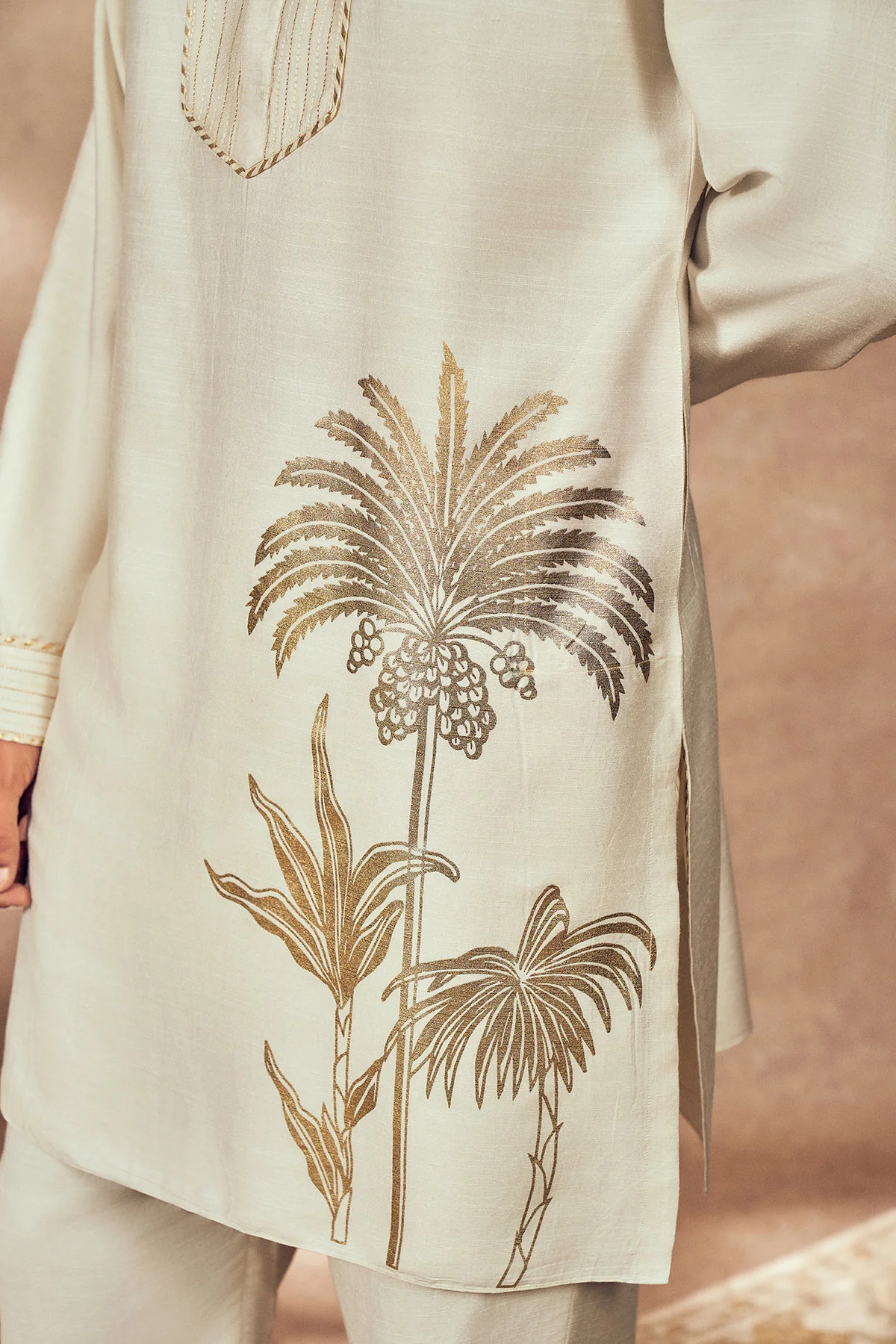 Ivory Palm Blooms Kurta Set - Image 5