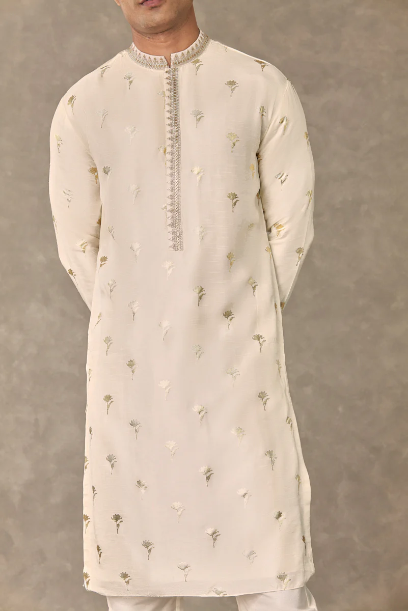 Ivory Wine Garden Kurta Set - Image 5