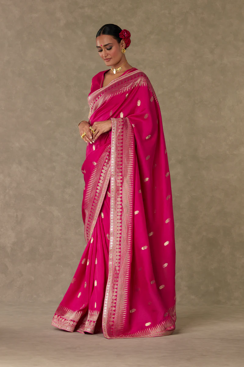 Magenta Haath Phool Saree - Image 4