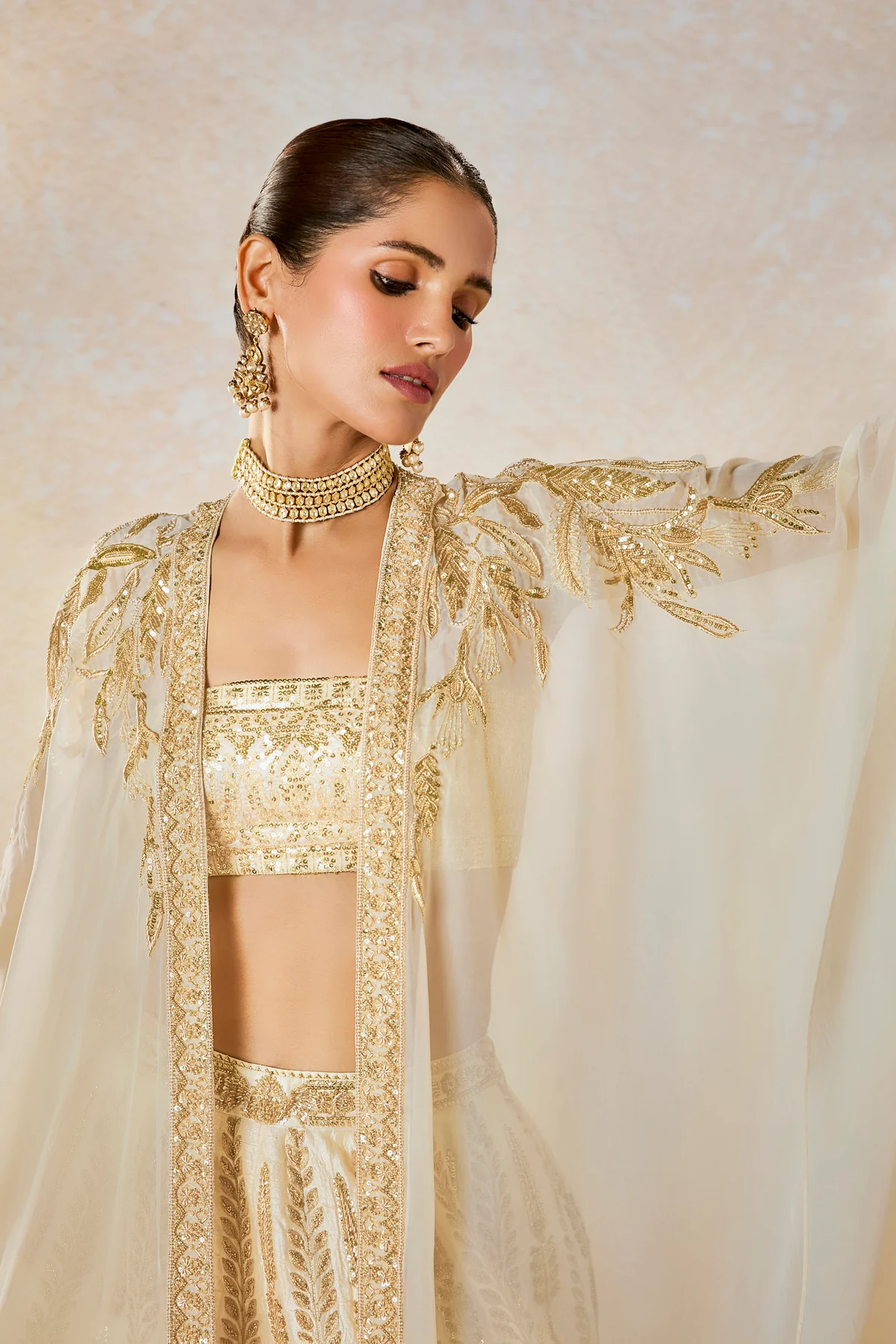 Malai Barfi Cape Lehenga - Image 4