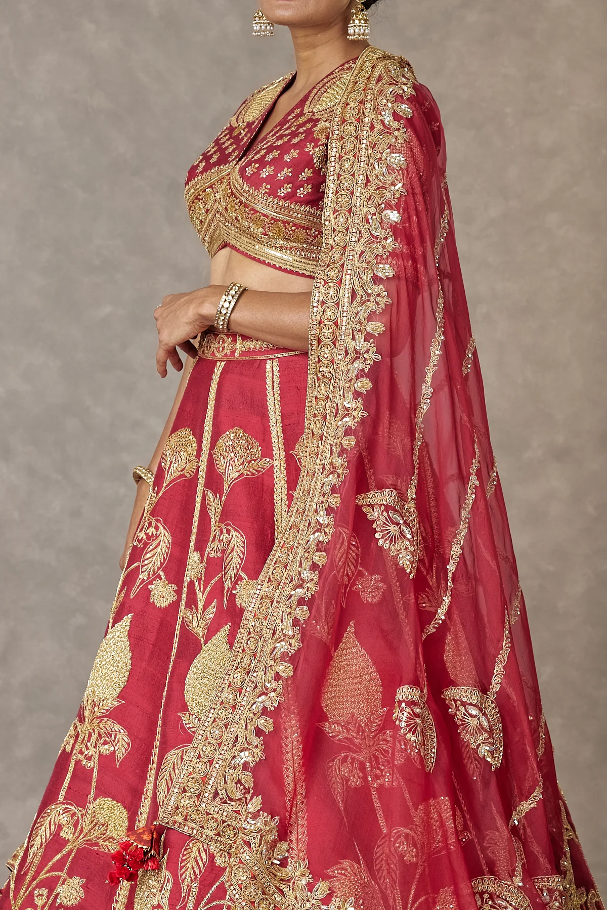 Maroon 'Anar-Phool' Lehenga Set - Image 6