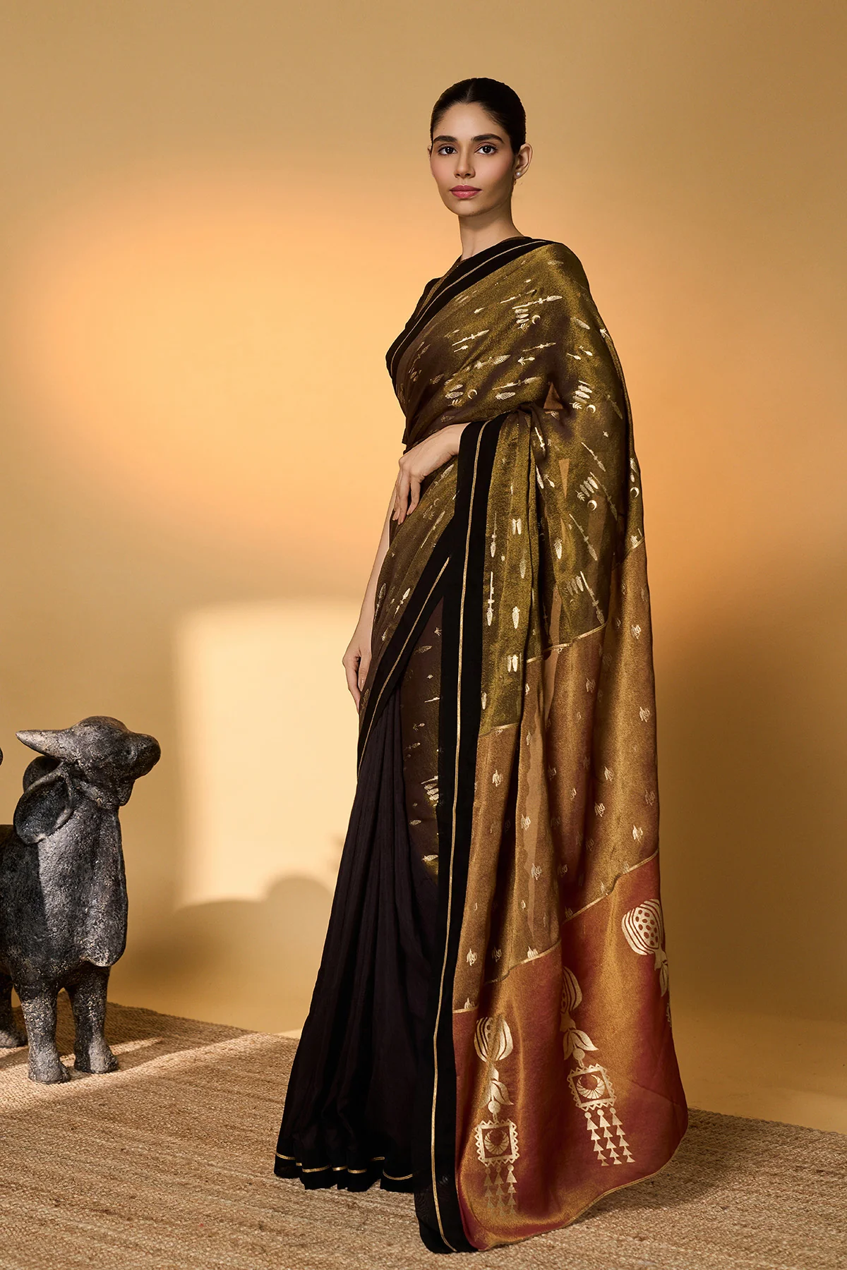 Midnight Amber Saree - Image 3