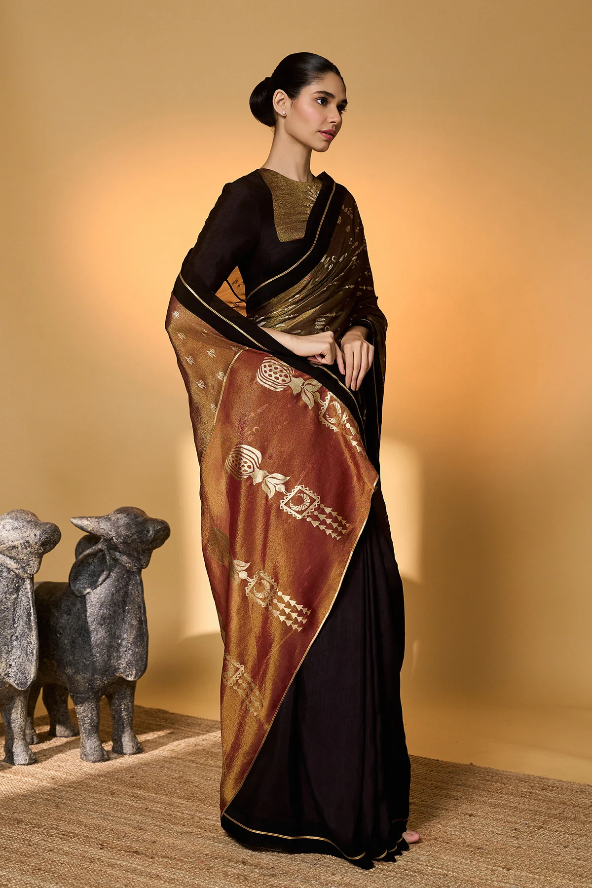 Midnight Amber Saree - Image 5