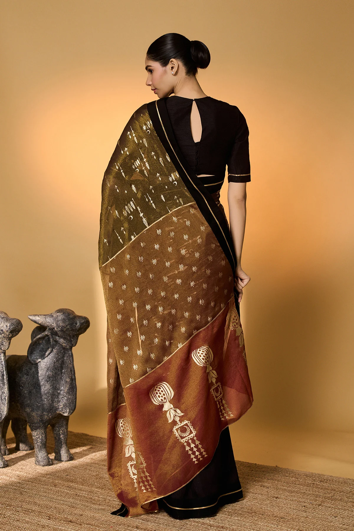 Midnight Amber Saree - Image 6