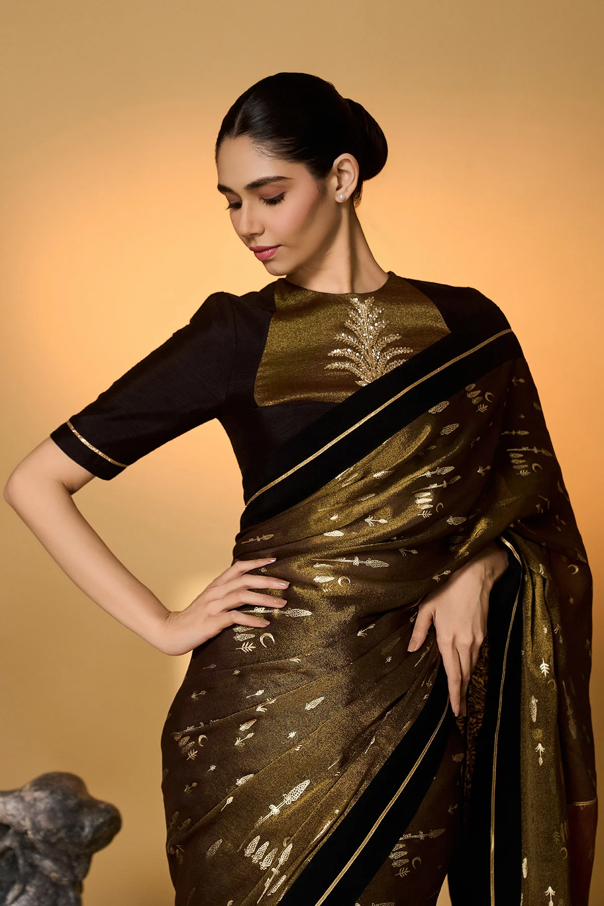Midnight Amber Saree - Image 7