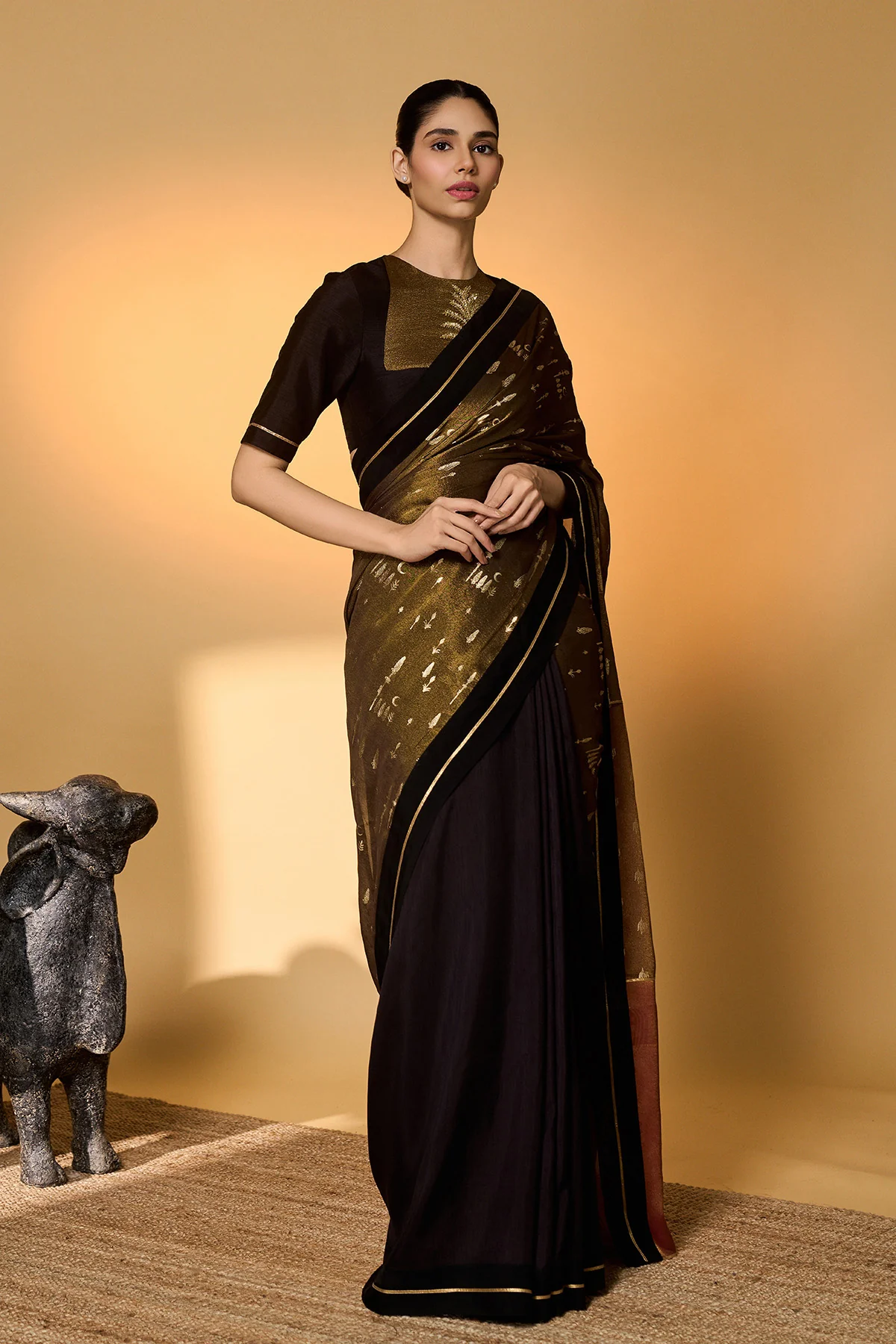 Midnight Amber Saree - Image 8
