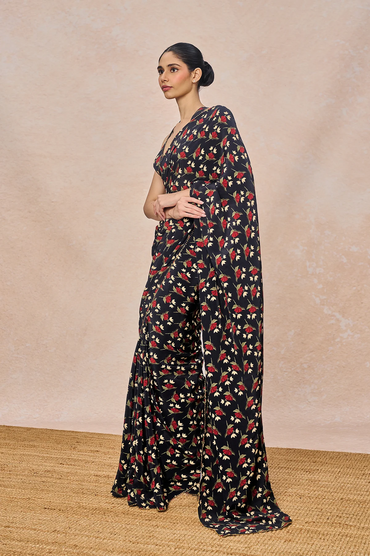 Midnight Black Irisbud Saree - Image 2