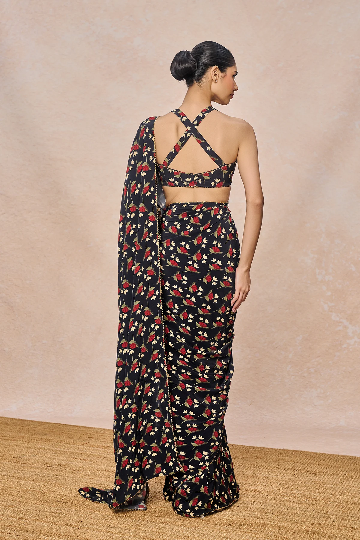 Midnight Black Irisbud Saree - Image 5