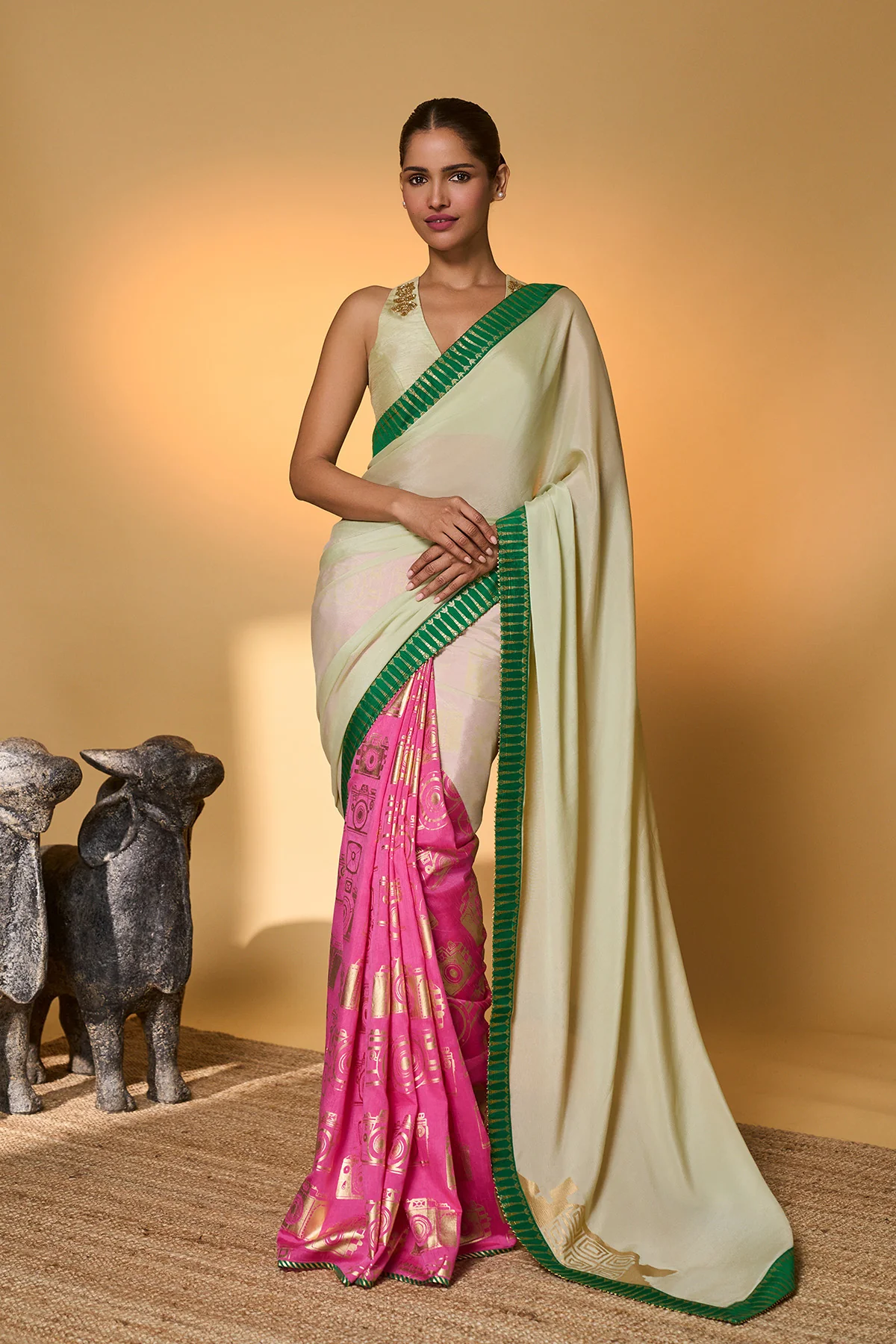 Mint Turtle Tale Saree - Image 5