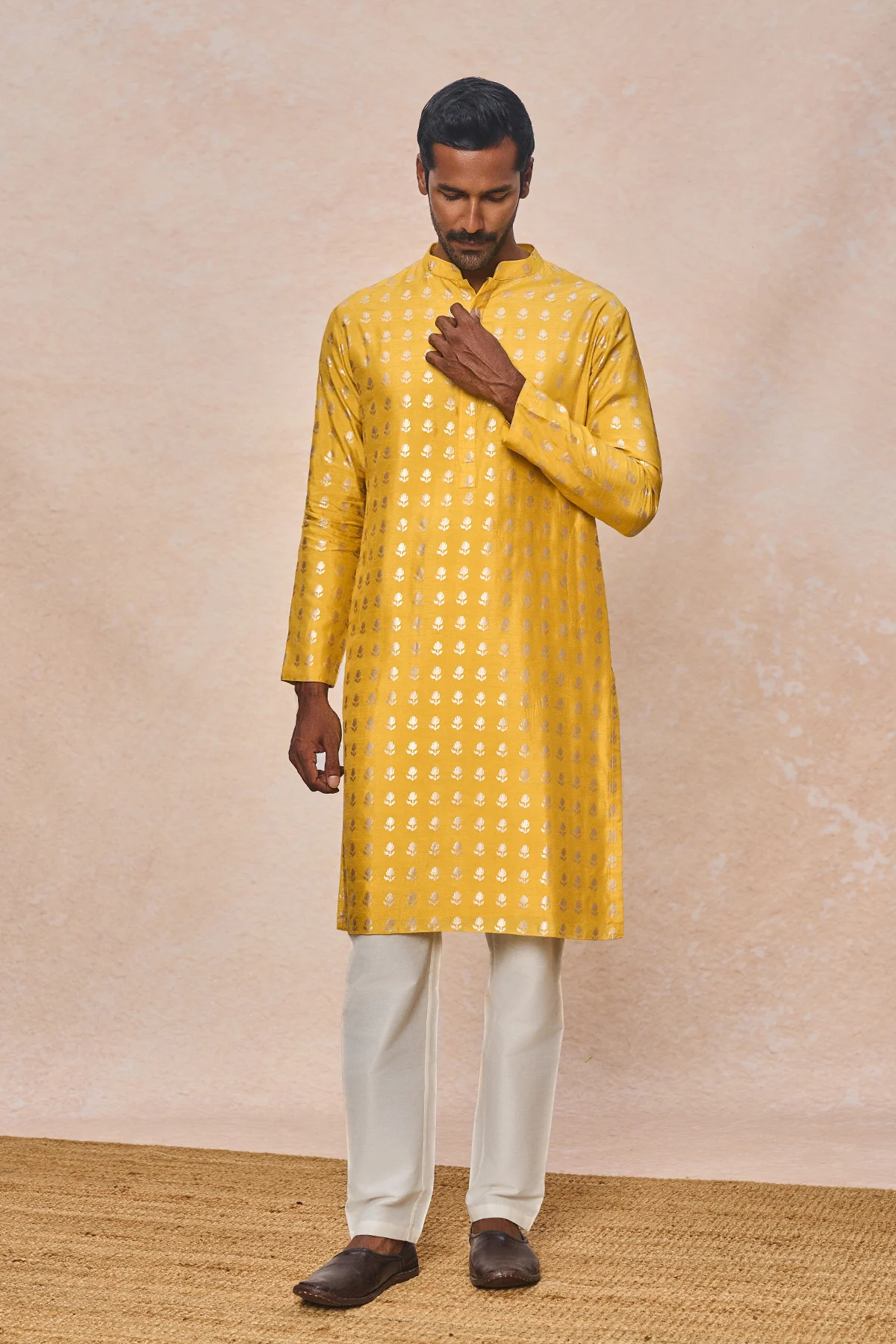 Mustard Wallflower Kurta Set - Image 2
