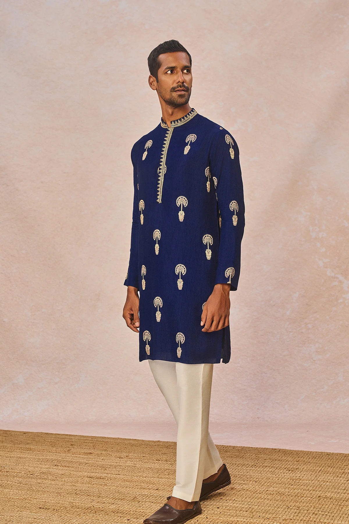 Navy Jacquard Kurta Set - Image 2