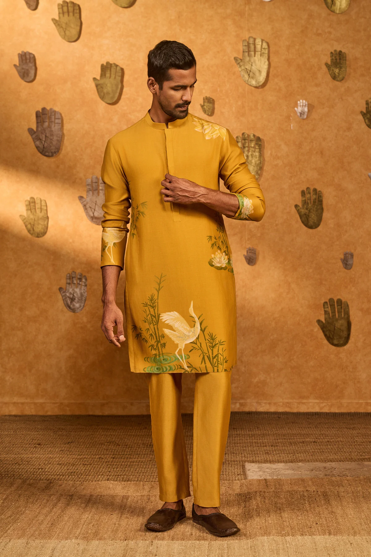 Ochre Bamboo Grove Menswear Kurta Set - Image 4