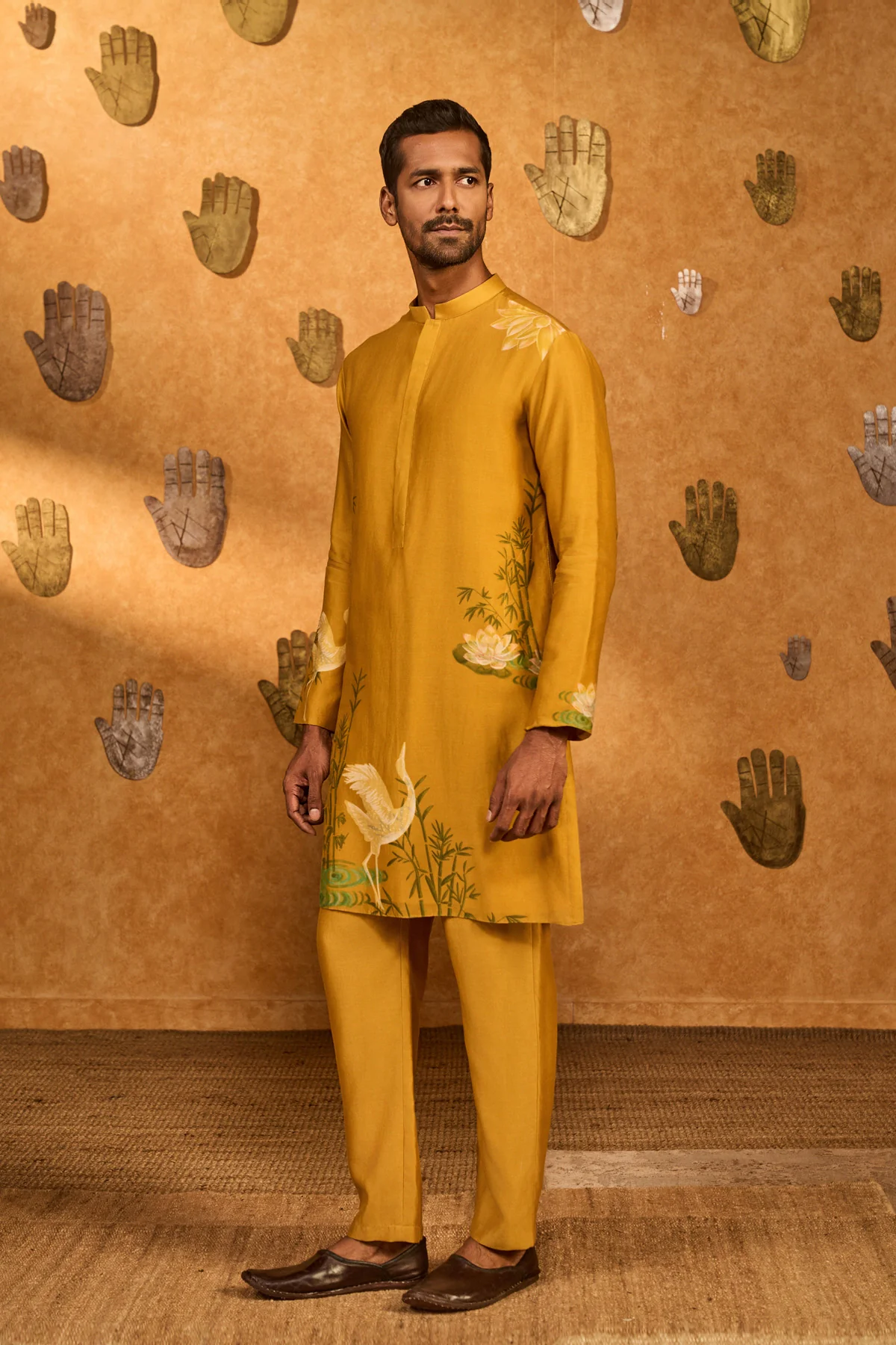 Ochre Bamboo Grove Menswear Kurta Set - Image 5