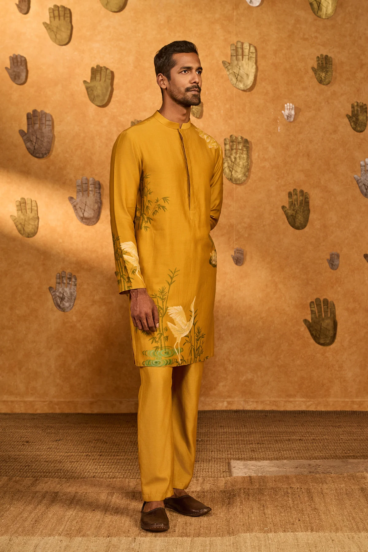 Ochre Bamboo Grove Menswear Kurta Set - Image 6