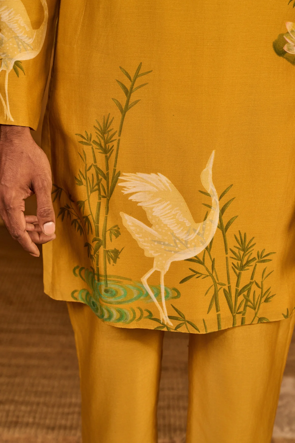 Ochre Bamboo Grove Menswear Kurta Set - Image 7