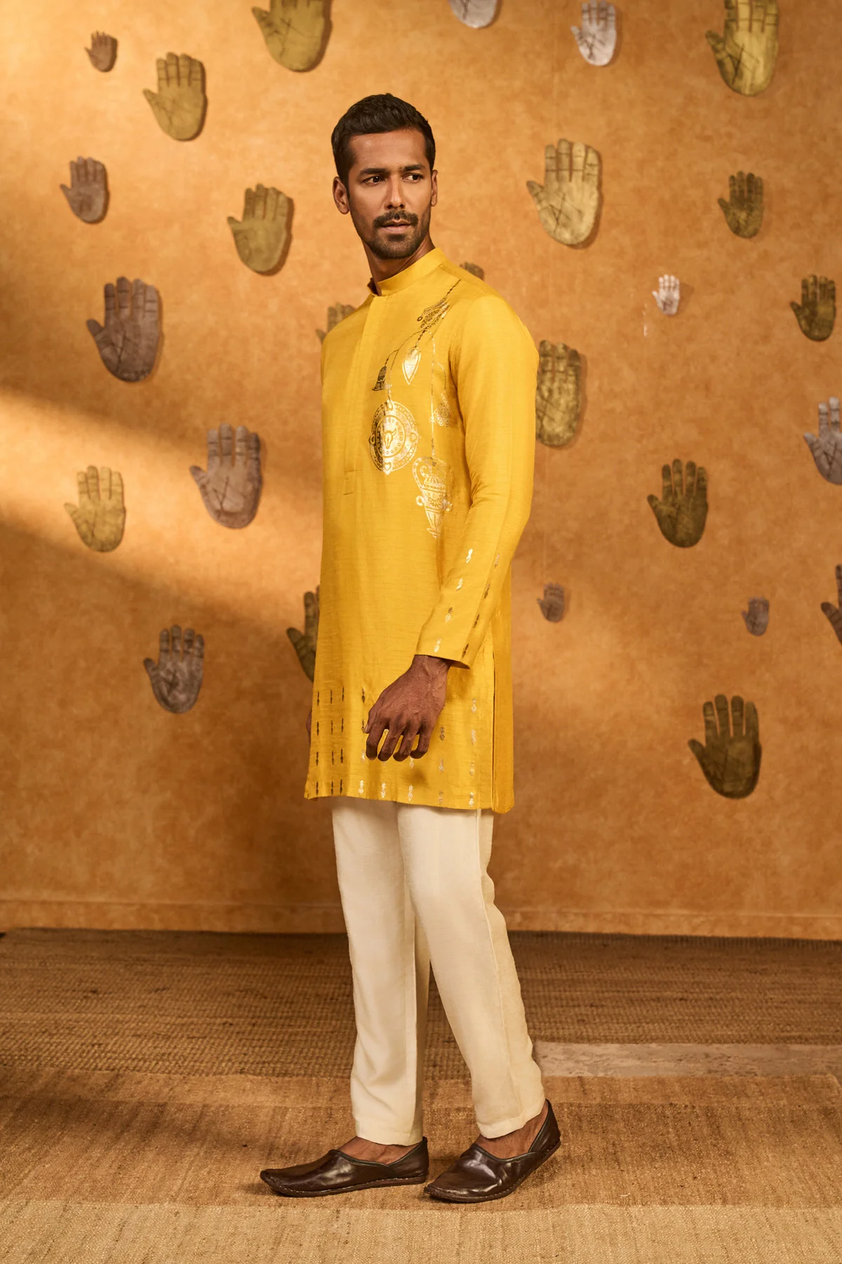 Ochre Trinklet And Pots Kurta Set - Image 3