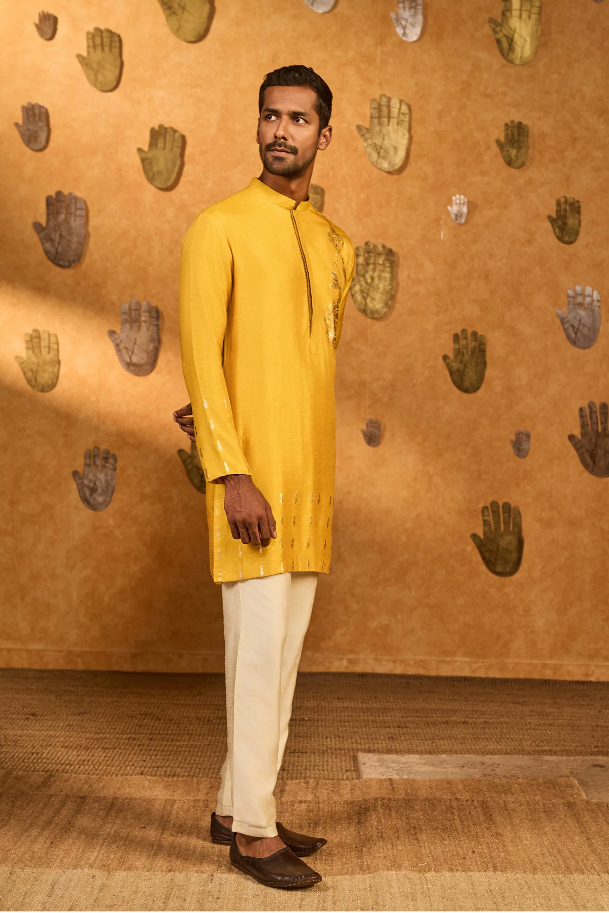 Ochre Trinklet And Pots Kurta Set - Image 4