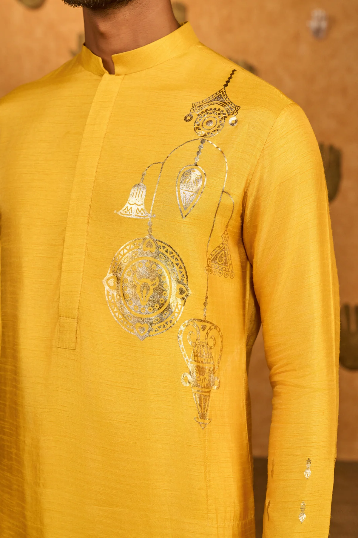 Ochre Trinklet And Pots Kurta Set - Image 5