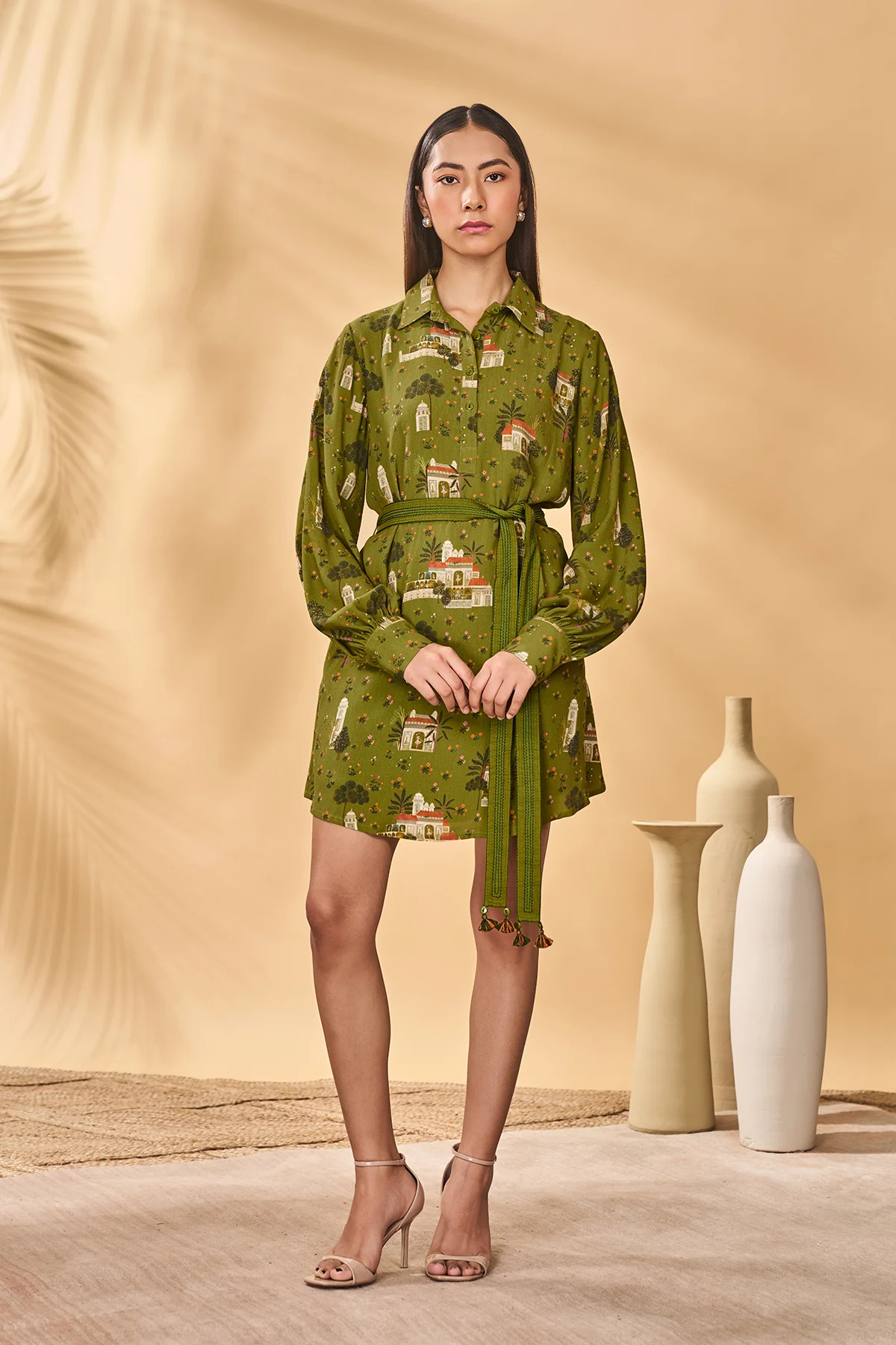 Olive Miniature Dreams Shirt Dress - Image 3