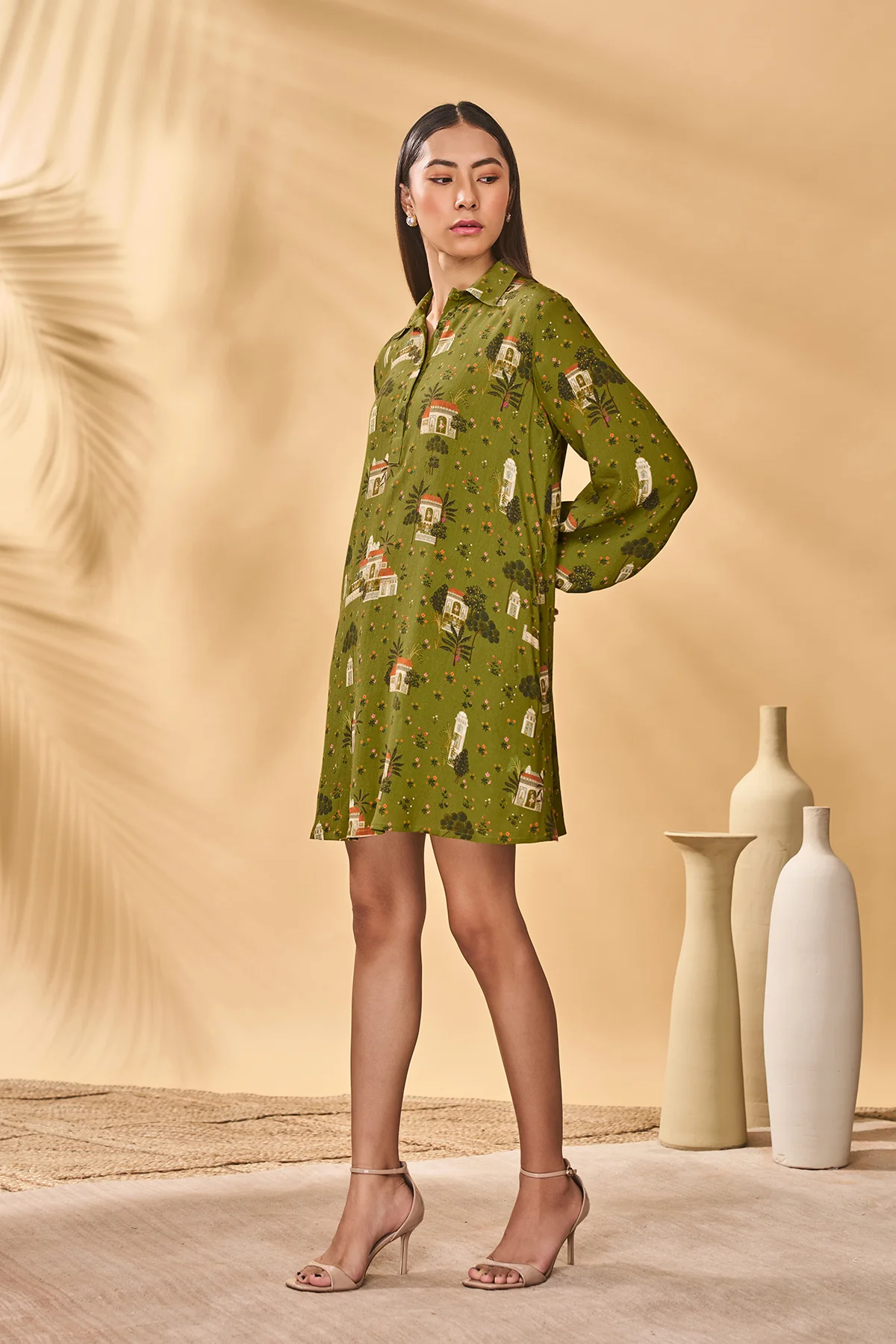 Olive Miniature Dreams Shirt Dress - Image 4