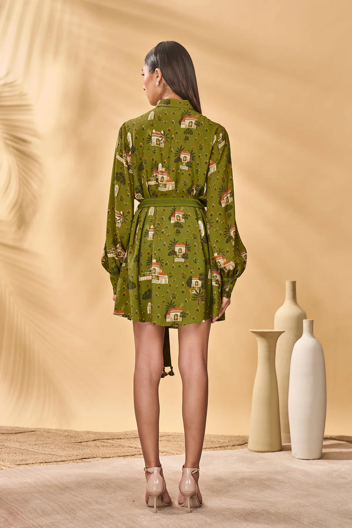Olive Miniature Dreams Shirt Dress - Image 9