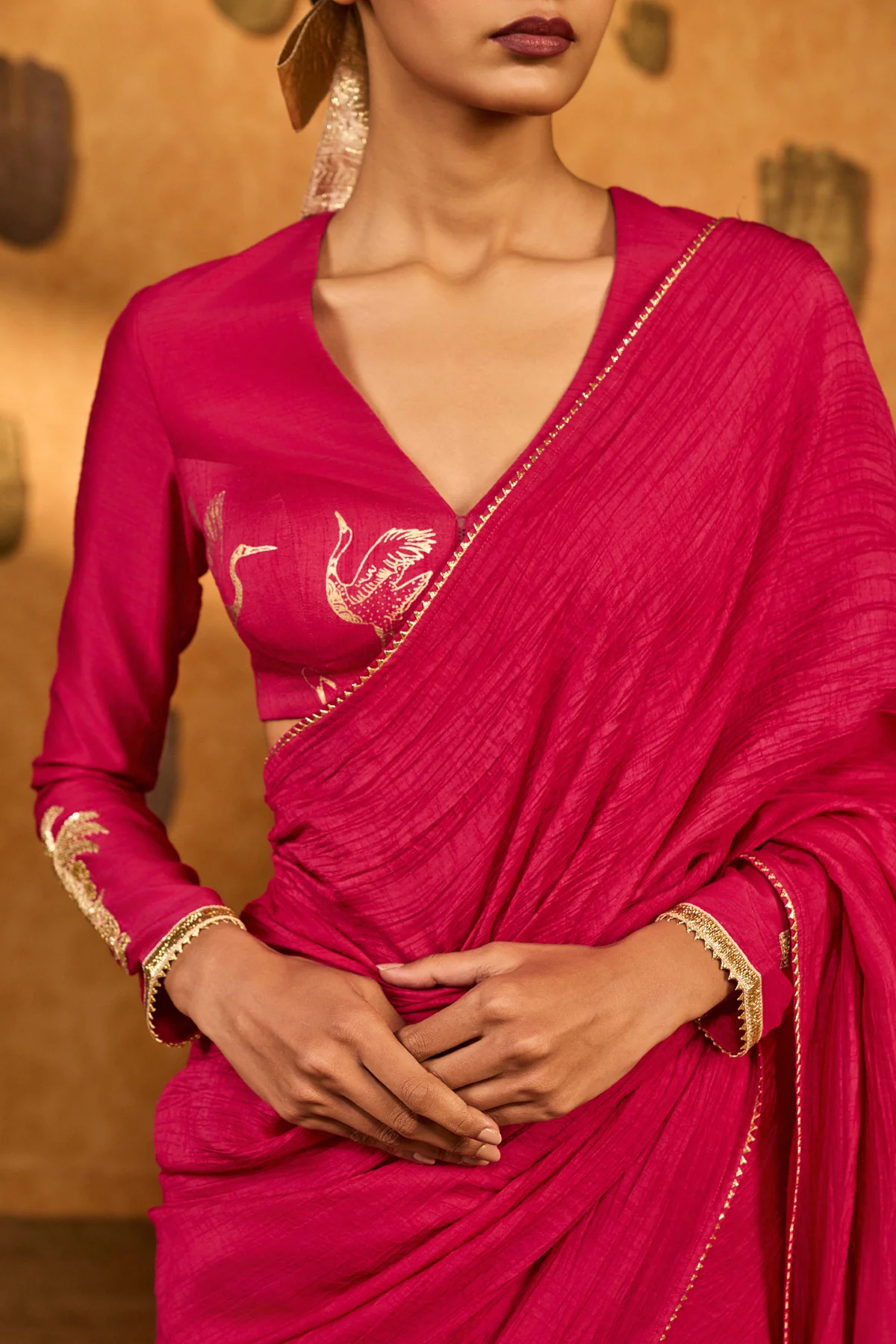 Pink Crane Dawn Saree - Image 3