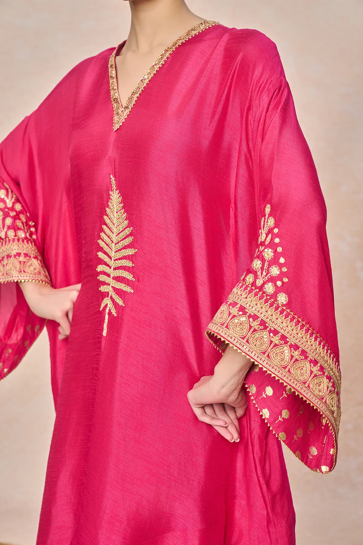 Pink Embroidered Kaftan - Image 7