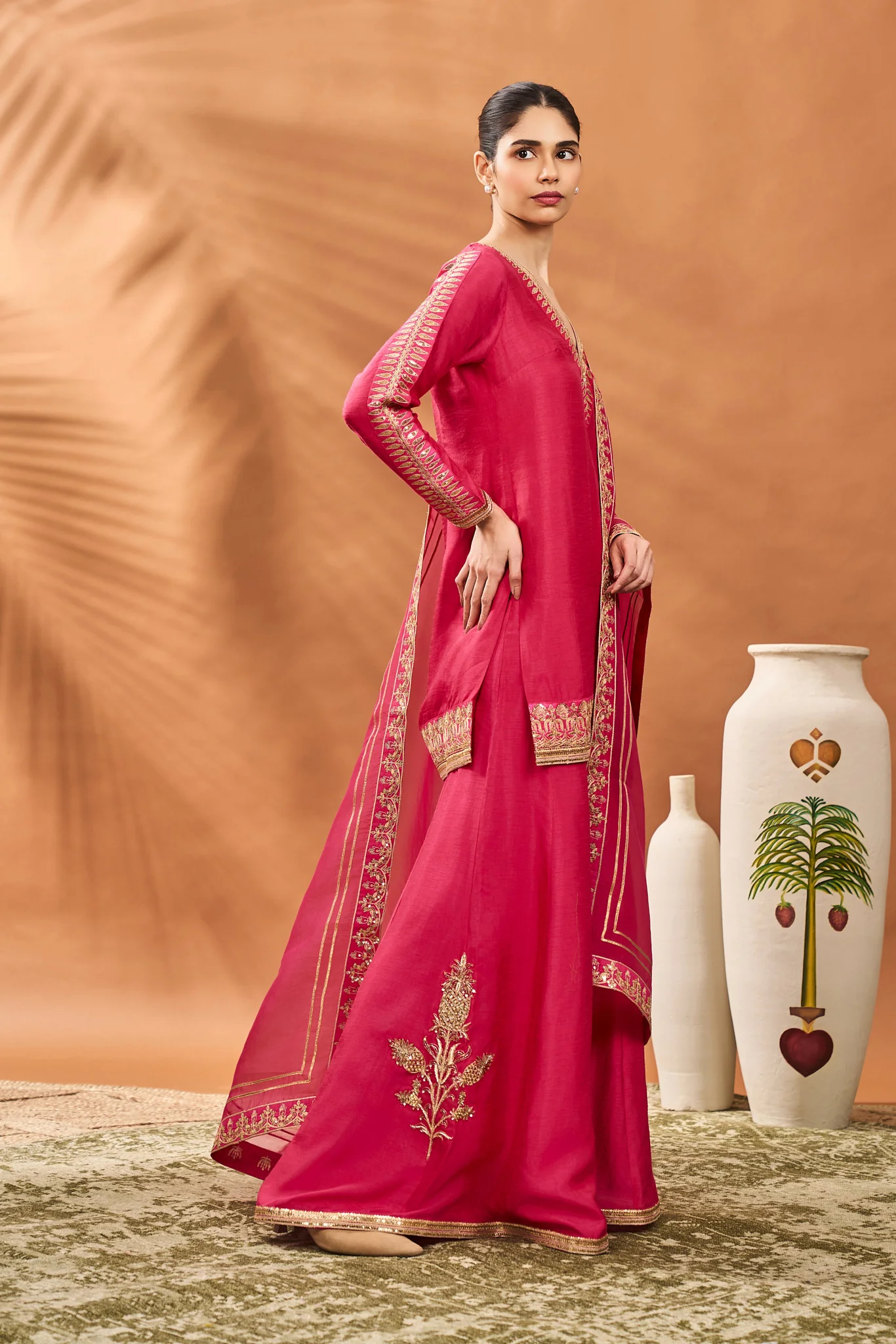 Pink Trikone Sharara Set - Image 5
