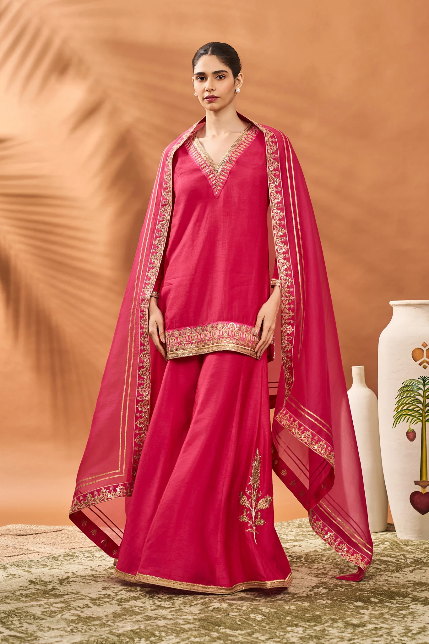Pink Trikone Sharara Set - Image 6
