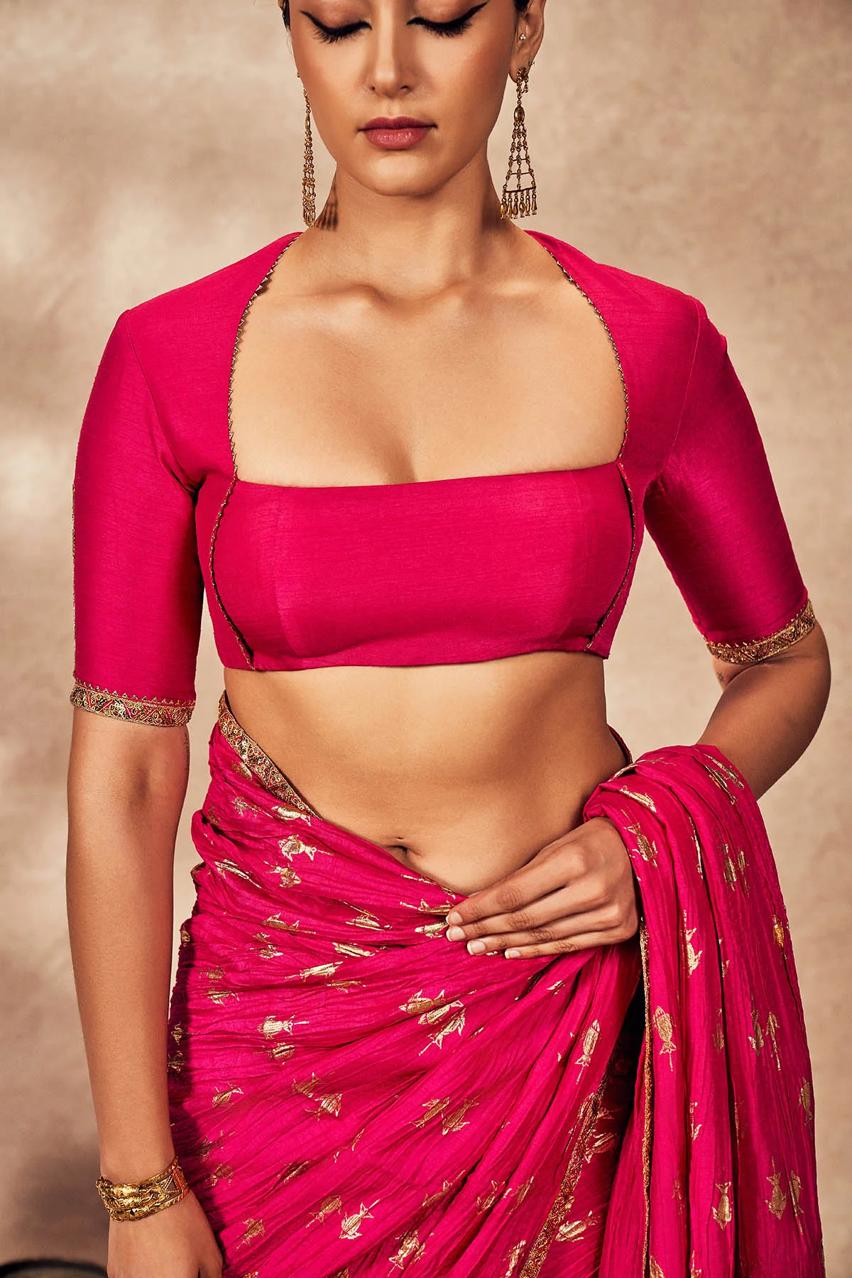 Pink Whispering Lily Crush Saree - Image 3