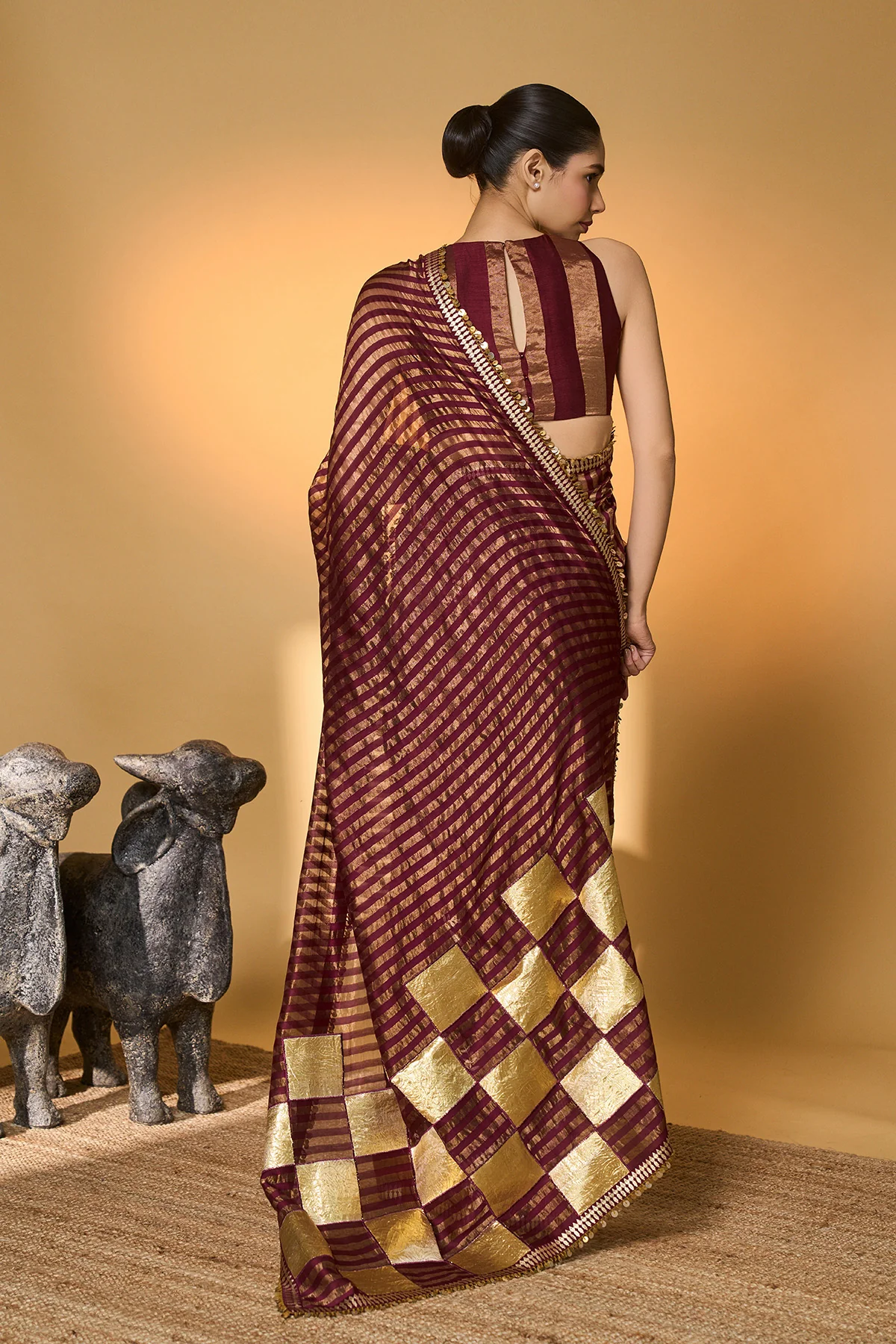 Plum Corncrest Gota Saree - Image 3