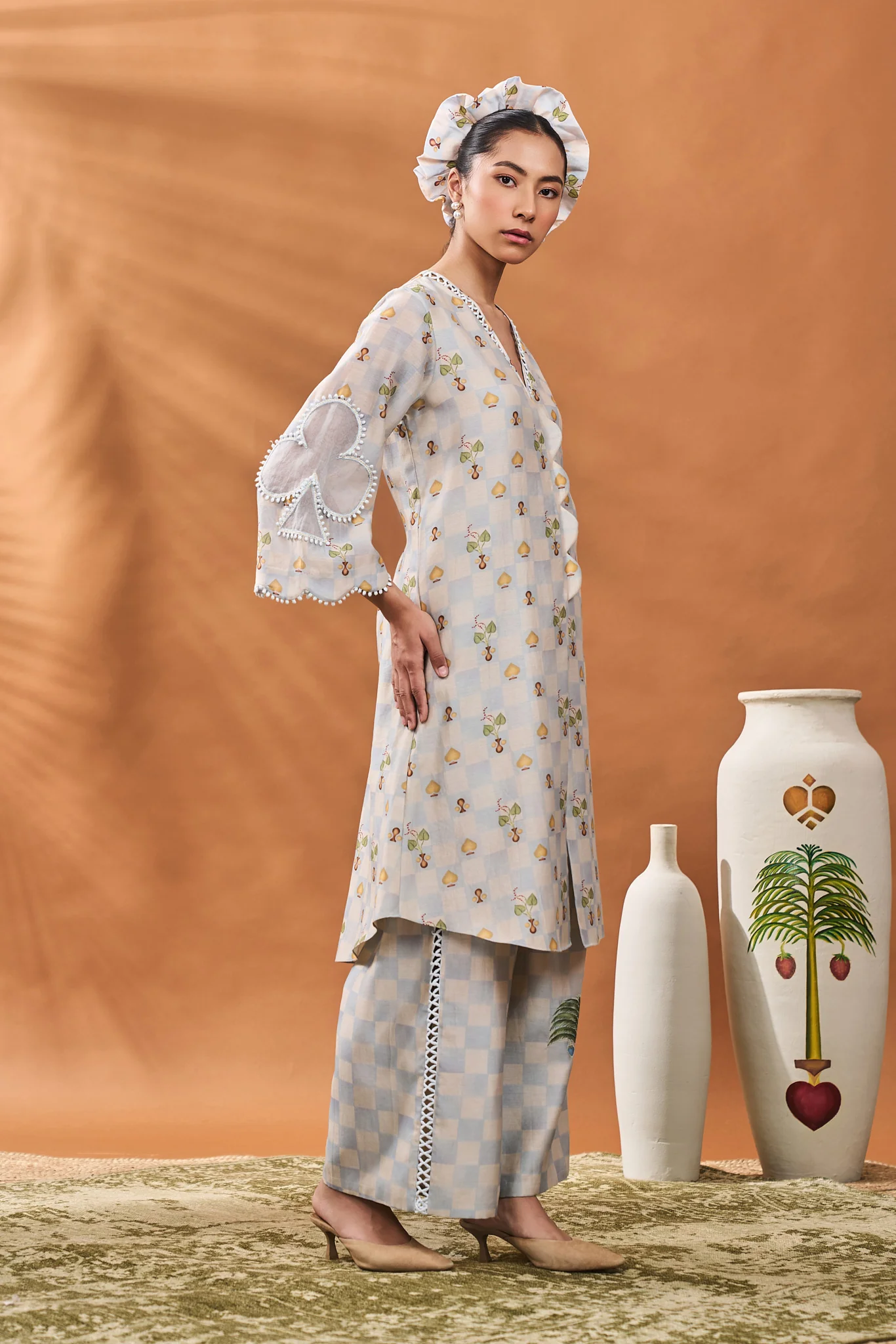 Powder Blue Checkers Bloom Tunic Set - Image 3