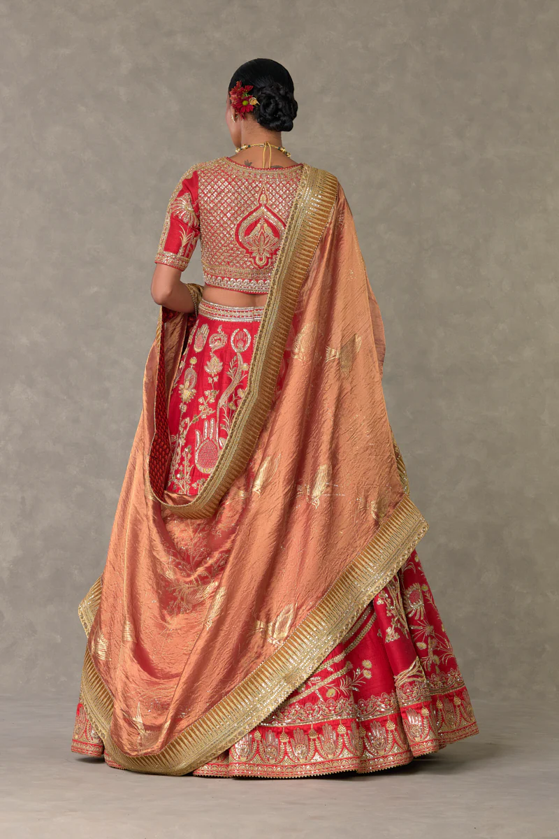 Red Bagh-E-Bahar Lehenga - Image 10