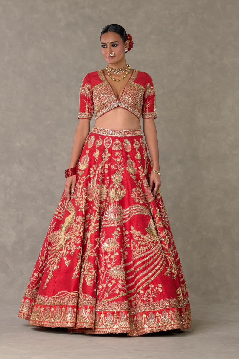 Red Bagh-E-Bahar Lehenga - Image 11