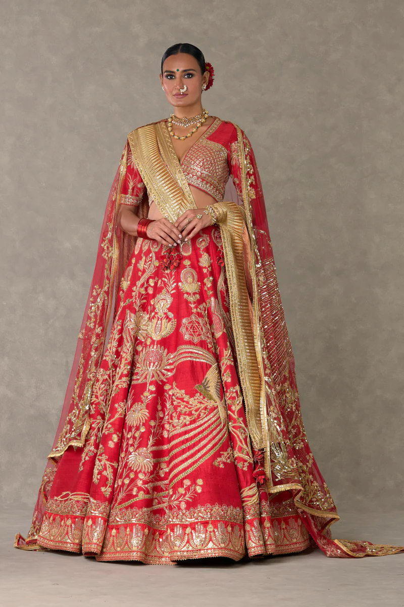 Red Bagh-E-Bahar Lehenga - Image 3