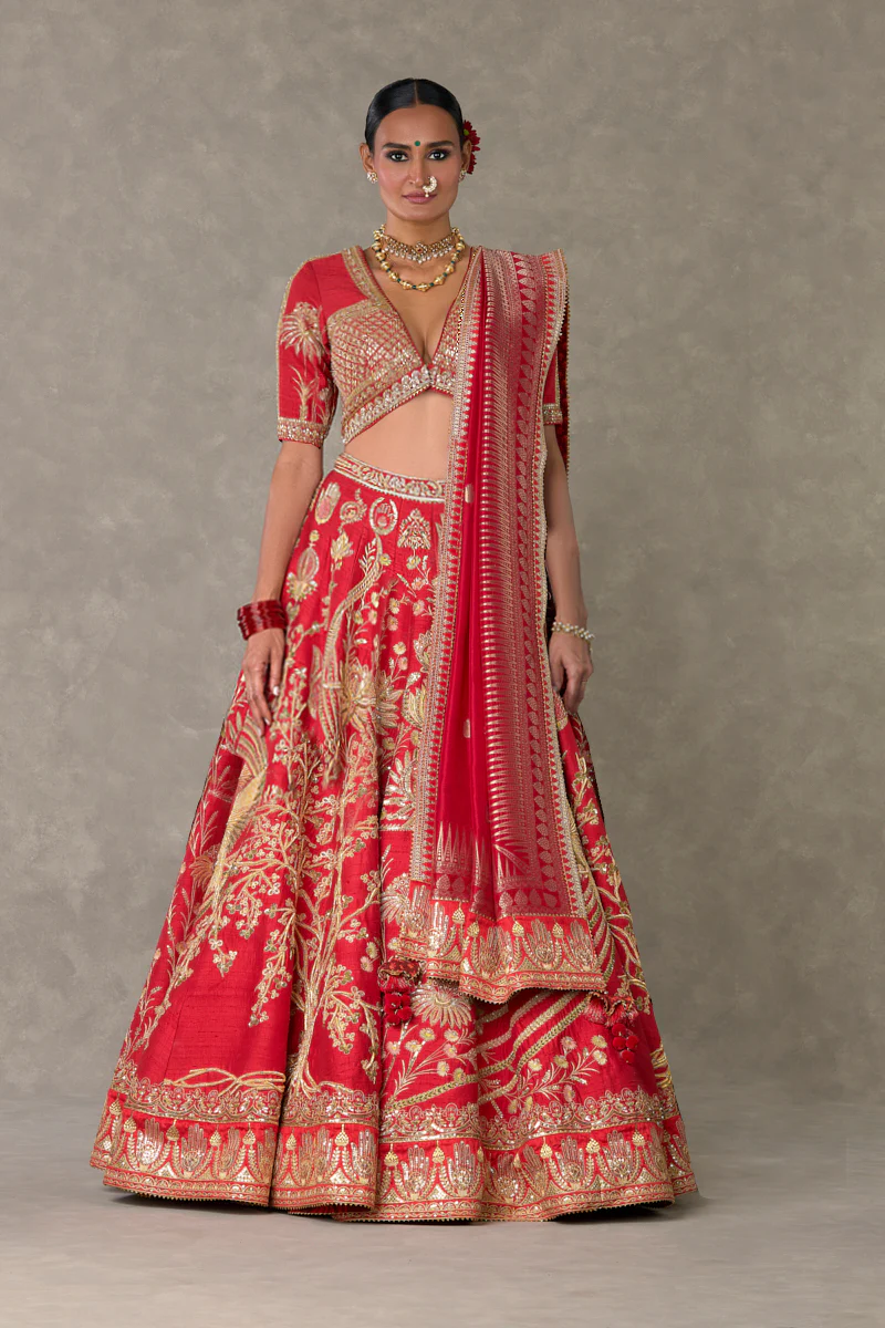 Red Bagh-E-Bahar Lehenga - Image 5