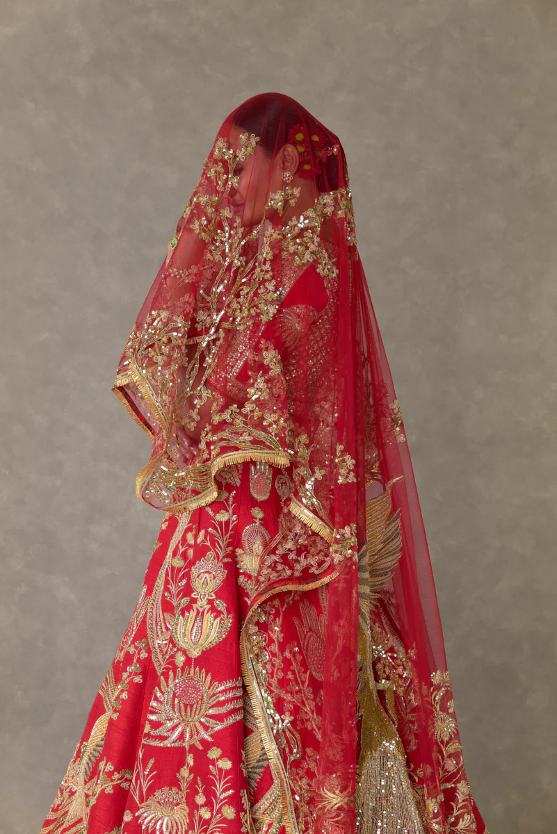 Red Bagh-E-Bahar Lehenga - Image 7