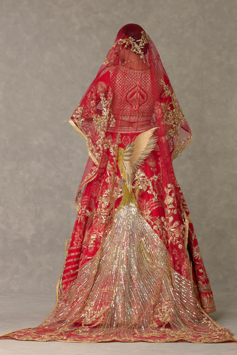 Red Bagh-E-Bahar Lehenga - Image 8