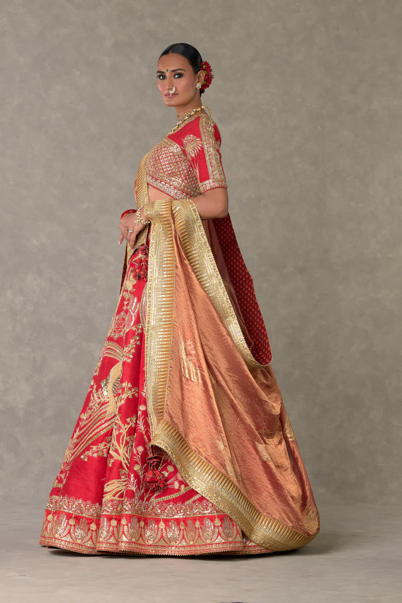 Red Bagh-E-Bahar Lehenga - Image 9
