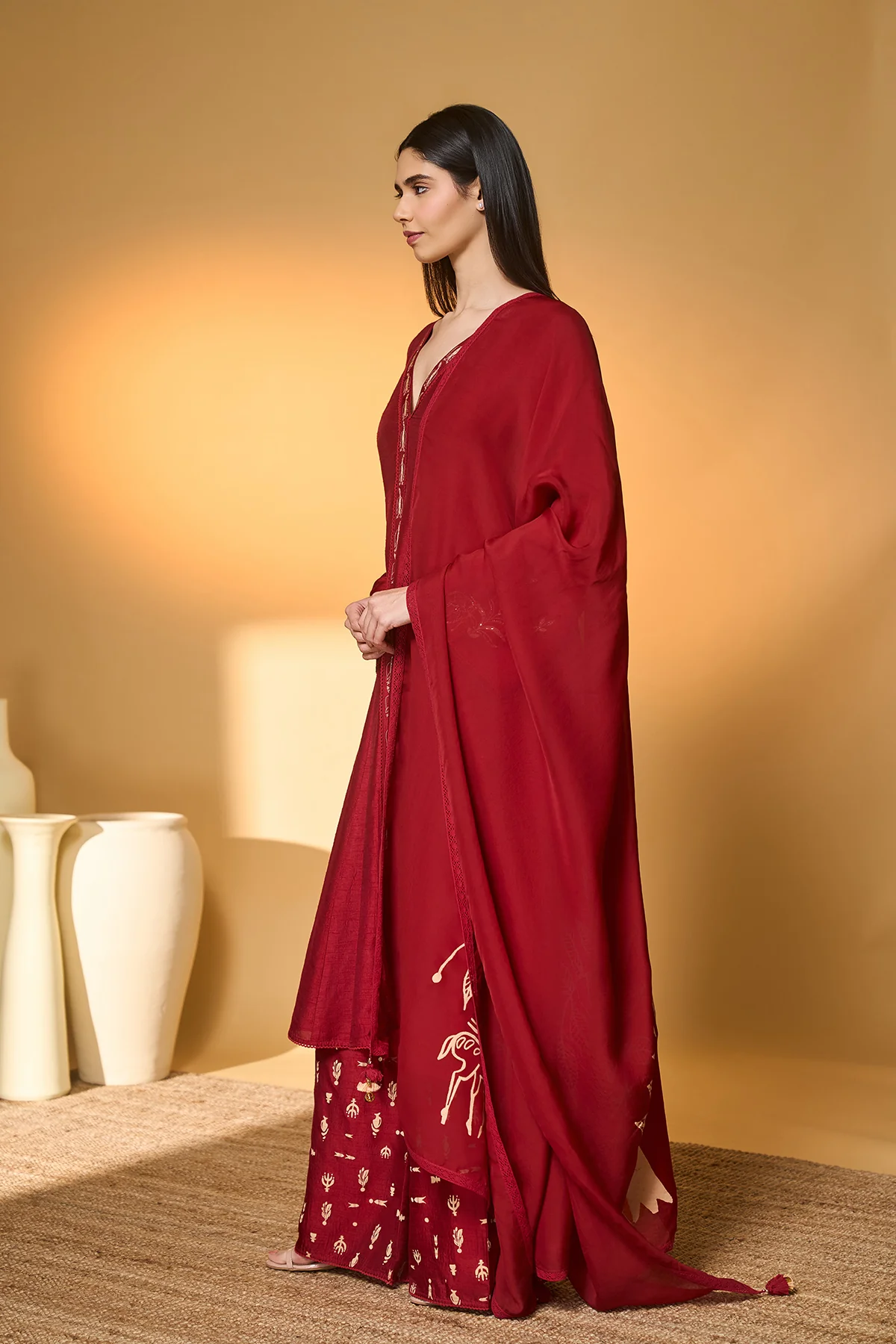 Red Deer Totem Kurta Set - Image 3