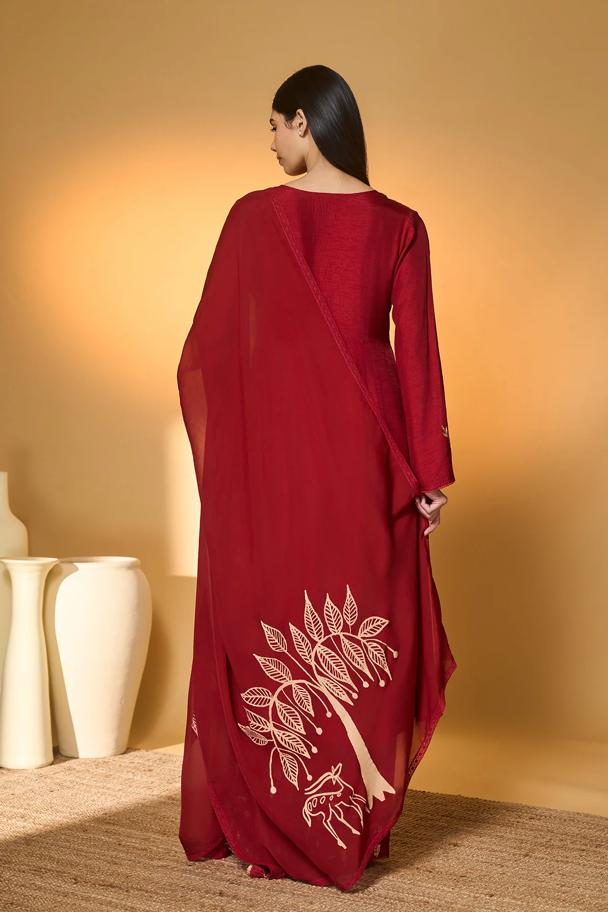 Red Deer Totem Kurta Set - Image 6