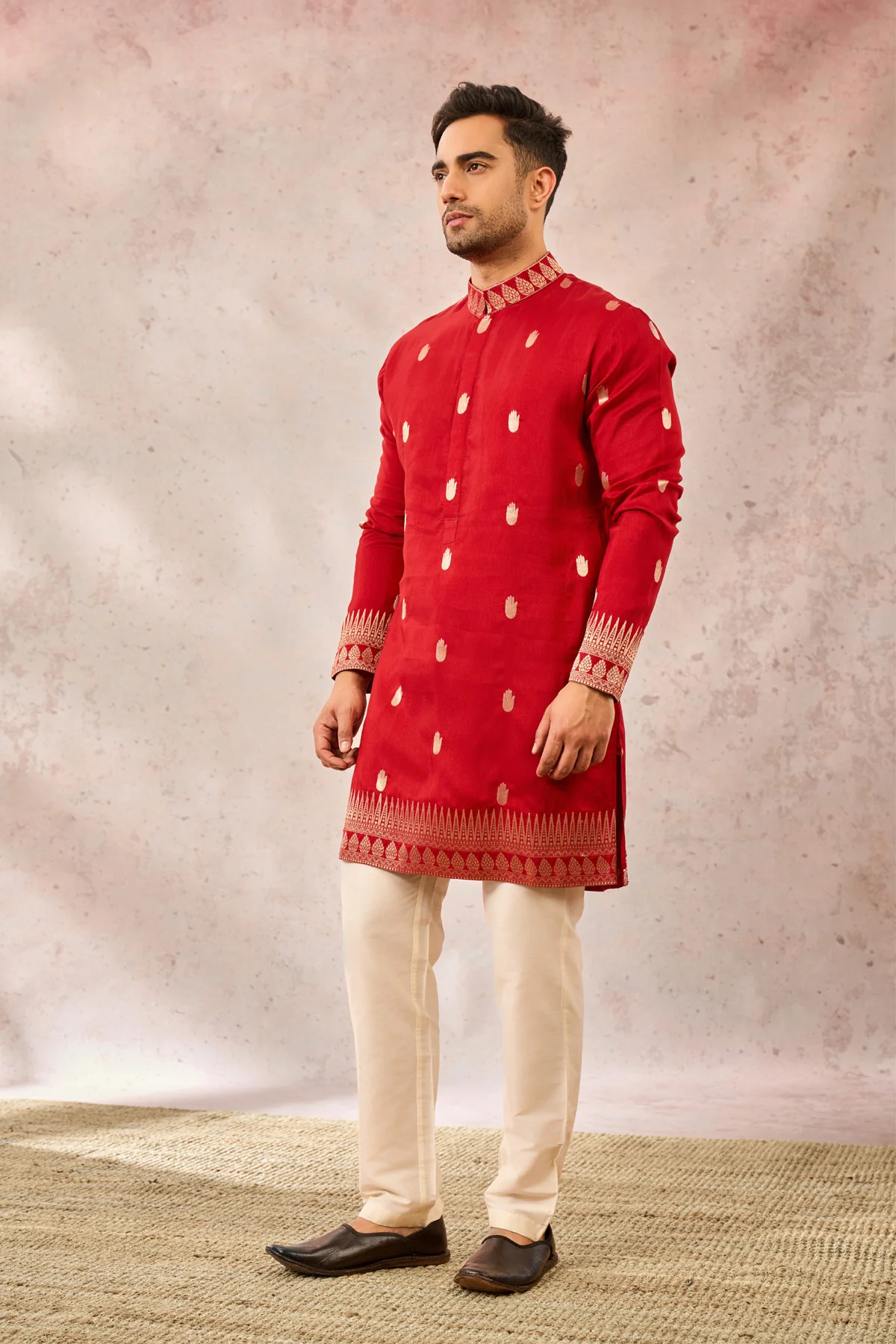 Red Haath Phool Kurta Set - Image 2