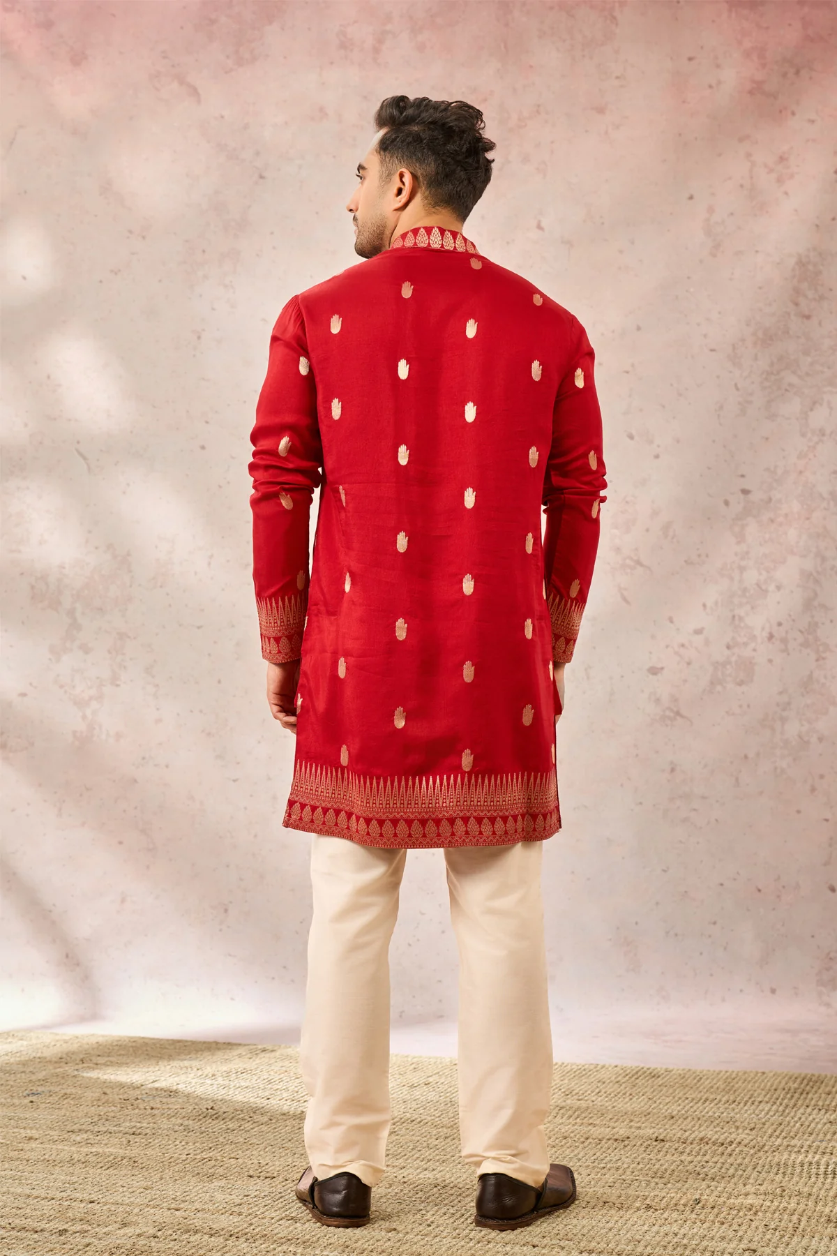 Red Haath Phool Kurta Set - Image 3