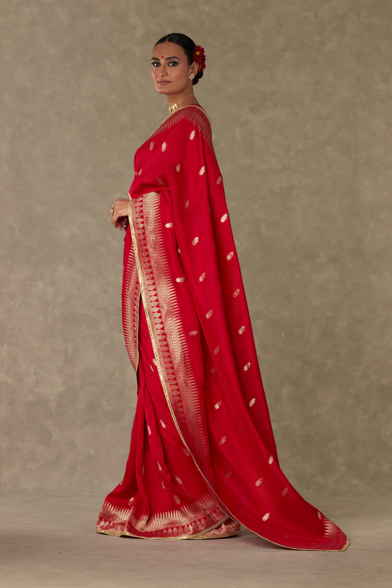 Red Haath Phool Saree - Image 5