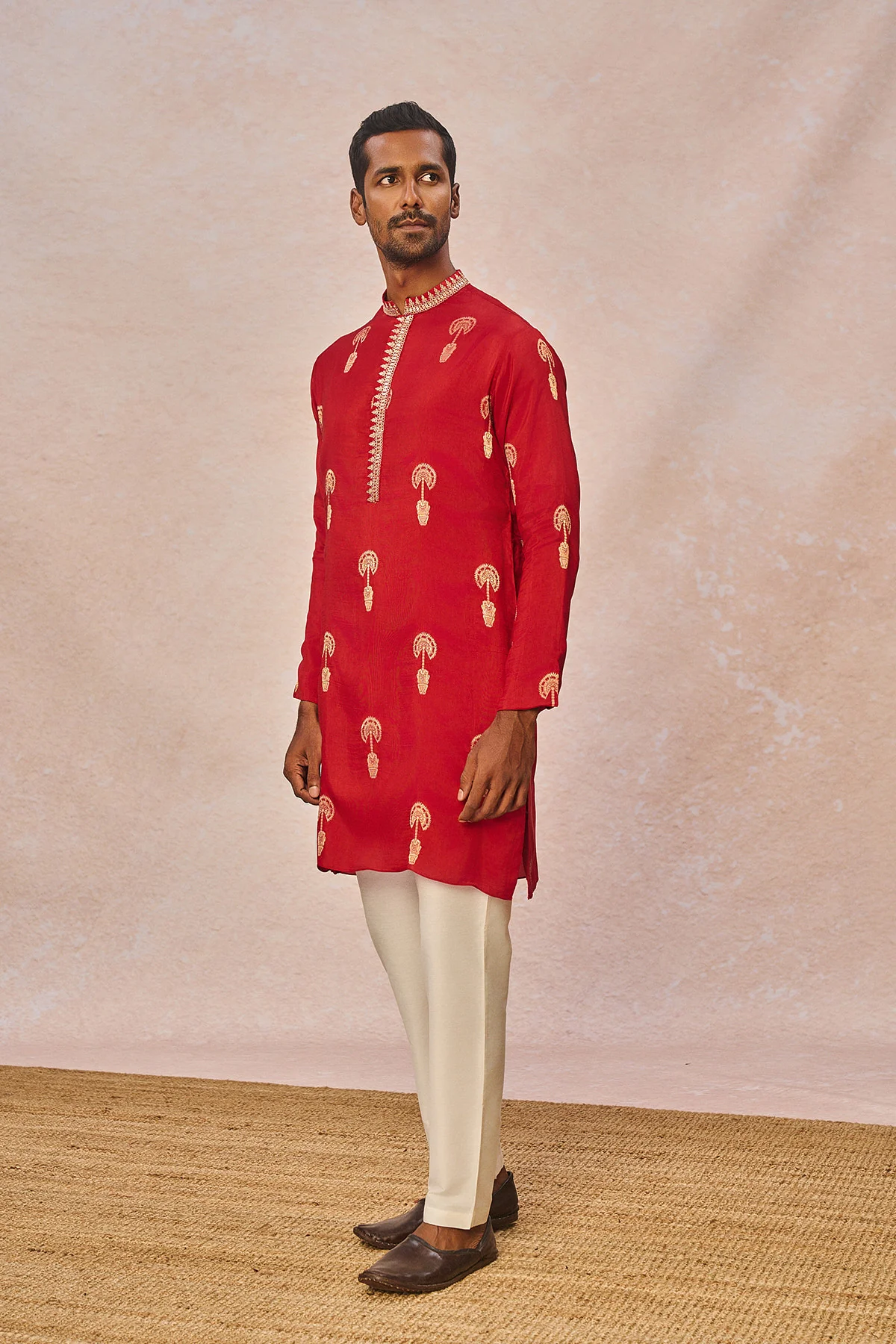Red Jacquard Kurta Set - Image 2