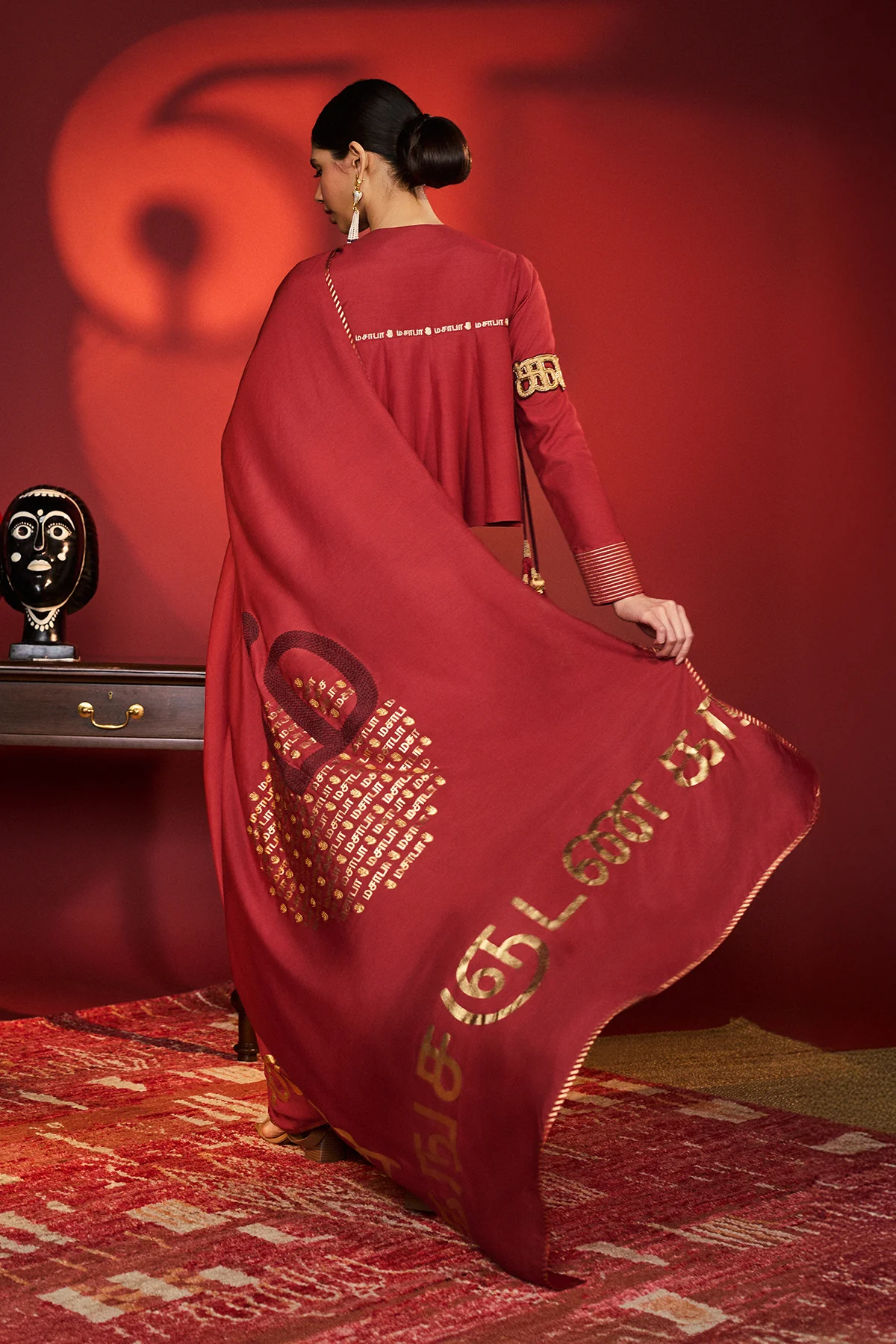 Red Madras Muse Saree - Image 8