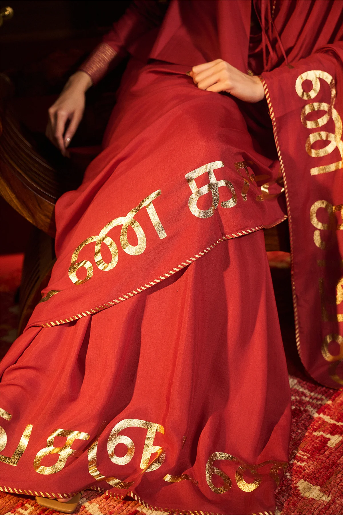Red Madras Muse Saree - Image 9