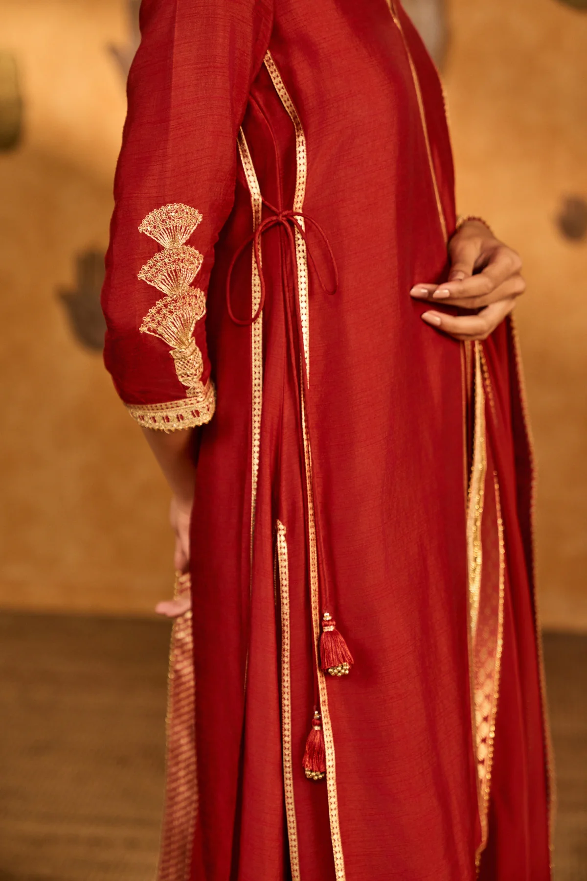 Red Mandarin Sky Kurta Set - Image 7
